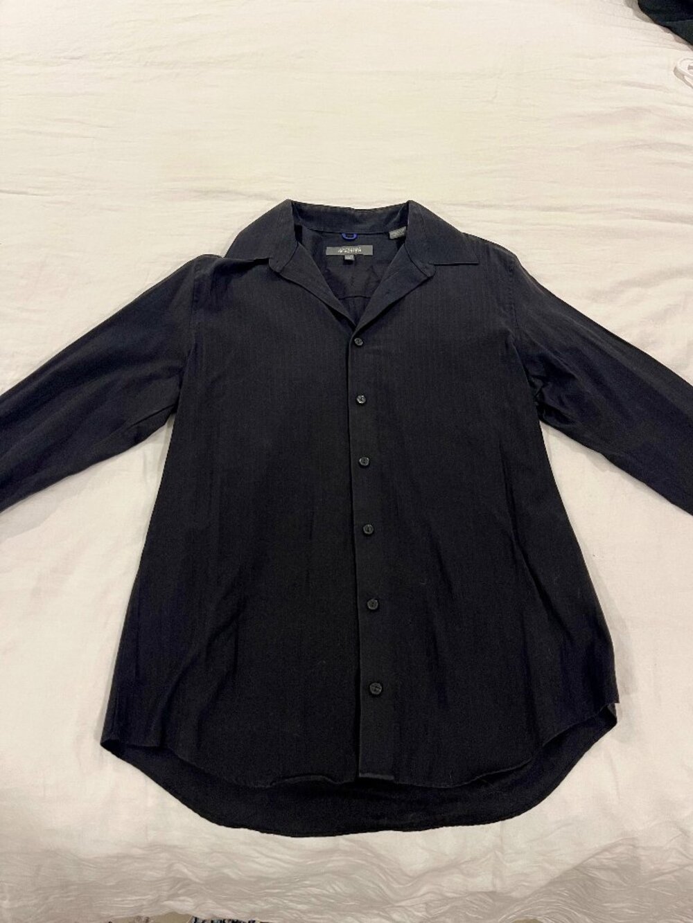 Kenneth Cole Reaction Black Striped Slim Fit Button-Down | 15.5 in neck / 32–33